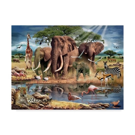 Howard Robinson 'Elephants In Savannah' Canvas Art,18x24